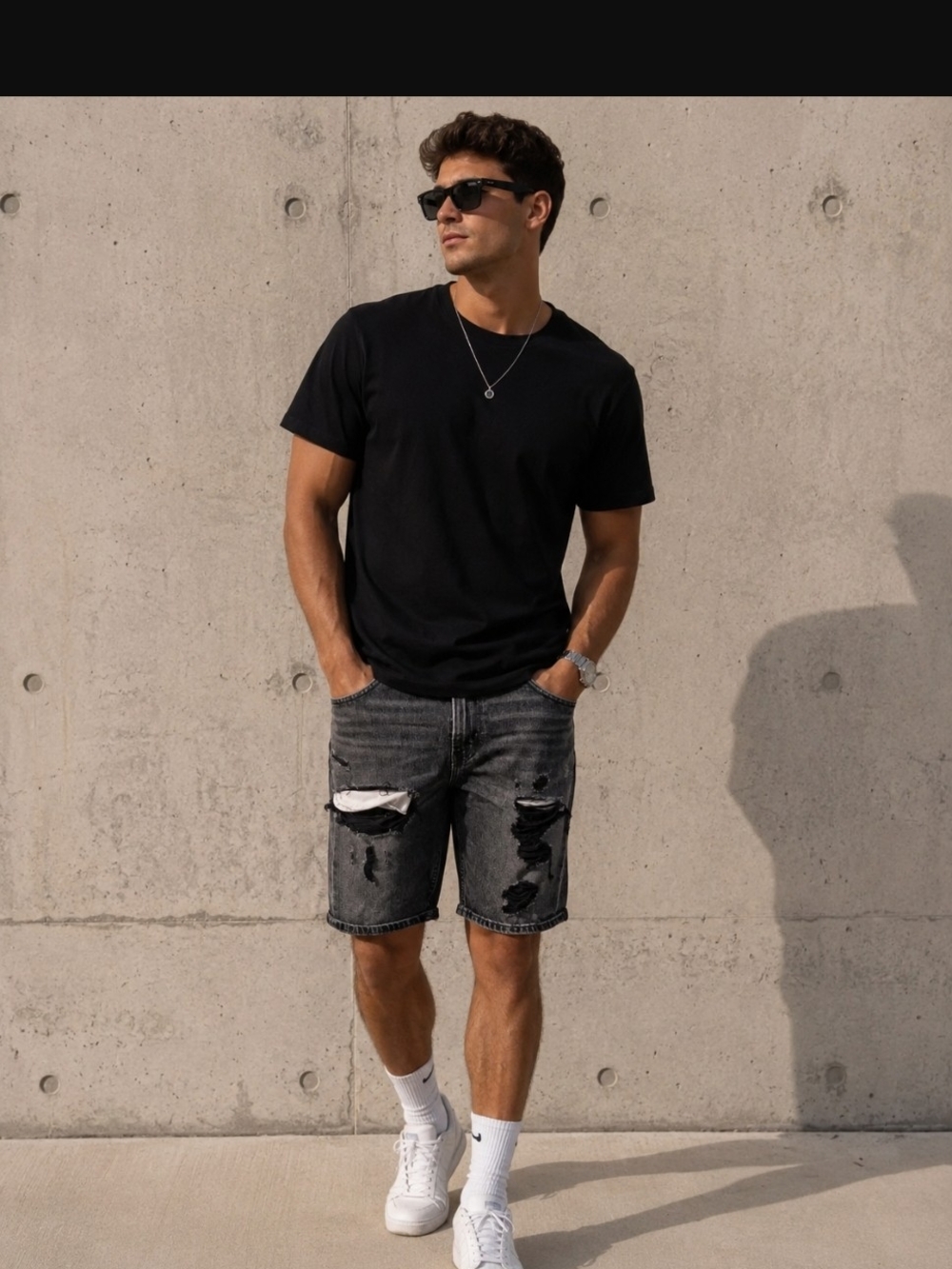Levi's Black Distressed Denim Jean Shorts